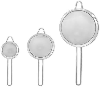 Farberware Stainless Steel Mesh Strainer Set of 3 - Fine Mesh Strainers for Kitchen, Small Medium Large Sizes for Draining Pasta, Rinsing Produce, Sifting, and Straining