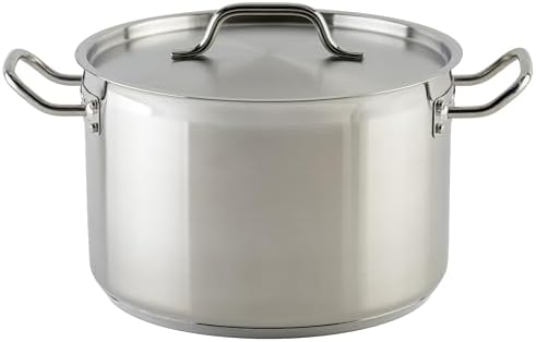 Winco Silver 12 qt Stainless Steel Stock Pot with Cover
