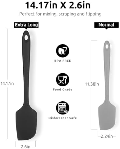 U-Taste 14in Extra Large Silicone Spatula, 600°F Heat Resistant, Black