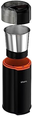 KRUPS Silent Vortex Electric Coffee Grinder: 3 oz Capacity, 5x Quieter, 175W Motor for Coffee Beans, Spices & Herbs - Removable Dishwasher-Safe Bowl, 12-Cup Yield, Black