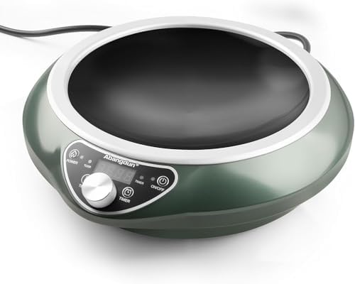 1700W Concave Induction Wok Cooktop, 120V Electric Wok Burner