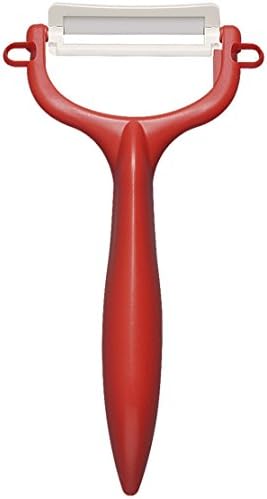Kyocera CP-99 RD Ceramic Peeler, Rust Free, Easy to Clean, Red T-Shaped Type, Light and Sharp to Use, Lasting Sharpness, No Chance, Disinfecting Bleaching, Made in Japan