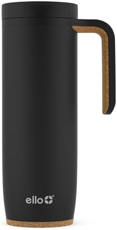 Ello Magnet 18oz Insulated Stainless Steel Travel Mug with Handle, Black