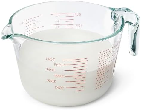 Amazon Basics Large Size Glass Measuring Cup, 8 Cup, Easy-to-Read Markings, Dishwasher/Microwave/Freezer/Oven Safe (Previously AmazonCommercial)