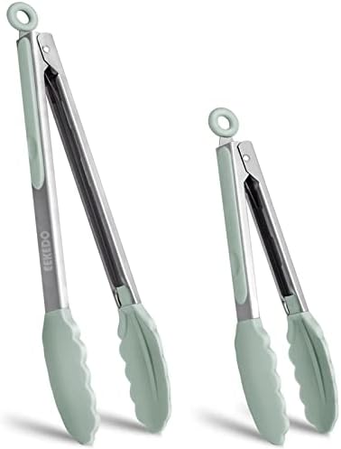 Tongs for Cooking, Stainless Steel Kitchen Tongs with Silicone Tips