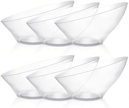 BESTVIP 54 Oz Clear Plastic Angled Serving Bowls, 12 Pack