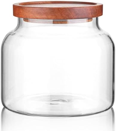 Labina Glass Jar with Wood Lid, Airtight Kitchen Storage Canister