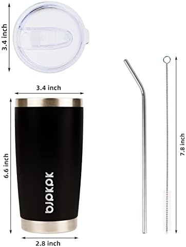 BJPKPK 20 oz Coffee Tumbler with Lid, Straw, Insulated Stainless Steel Mug