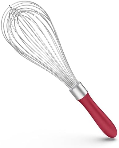 U-Taste Wire Whisk for Cooking, 18/10 Stainless Steel Balloon Wisk, L/Red