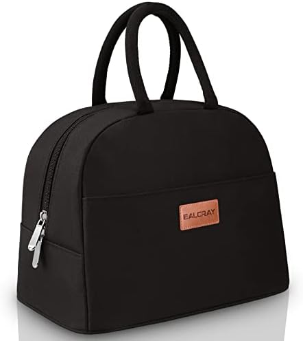 BALORAY Lunch Bag for Women Men Adult Lunch Box (Solid black), L