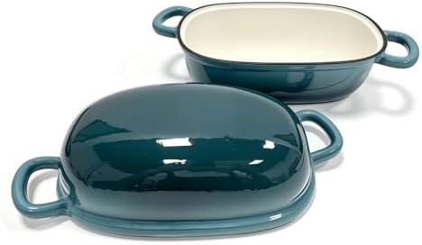 Enamelled Cast Iron Bread Loaf Pot, Non Stick Dutch Oven for Sourdough Bread Baking, Oven Safe (Peacock Blue, 3 Quarts)