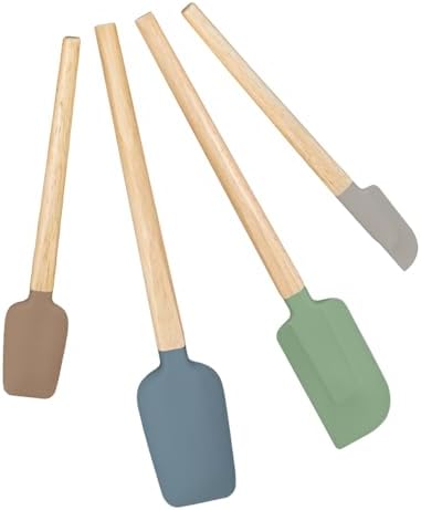 Silicone Spatula Set, Food Grade Rubber Spatula-4 Piece Nonstick Rubber Spatulas, Spoonula, Jar Scraper for Cooking, Baking, Mixing, Frosting - Heat Resistant Up to 600°F (4 Pcs Spatula Colorful)
