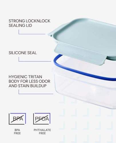 LocknLock Classic-Plus Plastic Food Storage Container | Airtight Plastic Food Storage Containers with Lids | BPA Free Stackable Food Storage for Meal Prep, Leakproof, Freezer & Dishwasher Safe, 1.65L