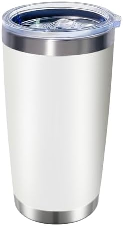 HAOLI 1 Pack 20oz Stainless Steel Tumbler with Lid/White