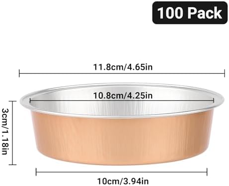 Beasea Aluminum Foil Ramekins, 7.3oz 100 Pack 4 Inch 215ml Disposable Ramekins Foil Cups No Lids Baking Ramekin Cup Cupcake Aluminum Mini Baking Cups for Party - Rose Gold