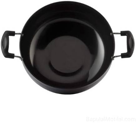 Satre Online and Marketing Hindalco Non Stick Aluminium Kadai Size No-12, Thickness 3 mm, Deep Frying Pan - Black