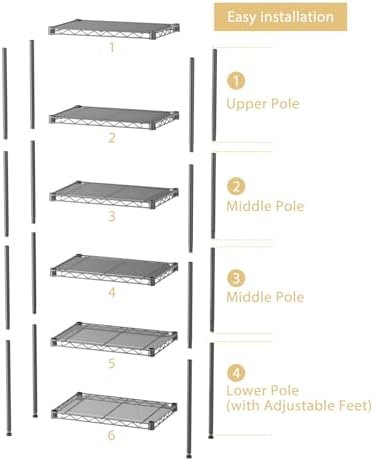 SINGAYE Metal Shelves Wire Shelving Storage Standing Adjustable Shelf Unit