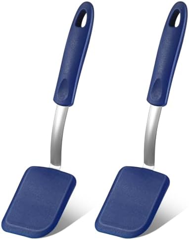 2 Pcs Mini Silicone Cookie Brownie Spatula,Solid Flat,Blue
