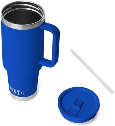 YETI Rambler 40 oz Travel Mug with Flip Straw Lid – Stainless Steel, Vacuum Insulated, Leakproof, Cup Holder Friendly, Royal Blue
