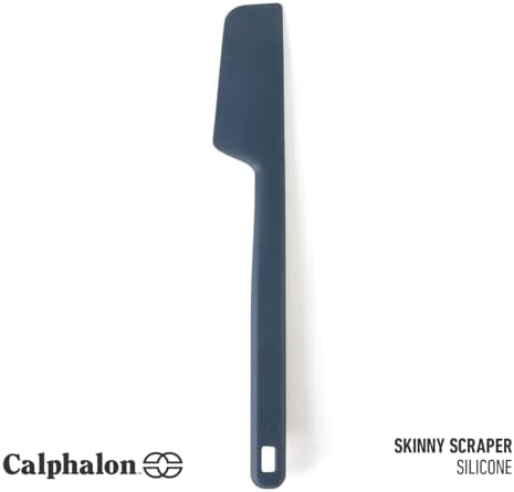 Calphalon Prime Silicone Jar Scraper, Flexible Jar Spatula, Slim Long Skinny Scraper for Jars, Bottles & Blenders, Ergonomic Handle for Easy Food Removal,Heat-Resistant, Navy Blue