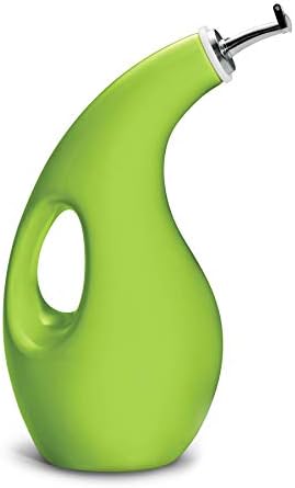 Rachael Ray Solid Glaze Ceramics EVOO Olive Oil Bottle Dispenser with Spout - 24 Ounce, Green