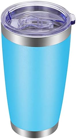 VEGOND 20oz Tumbler with Lid and Straw Stainless Steel Tumbler Cup Vacuum Insulated Double Wall Travel Coffee Mug Powder Coated Coffee Cup, Sky Blue, 1 Pack
