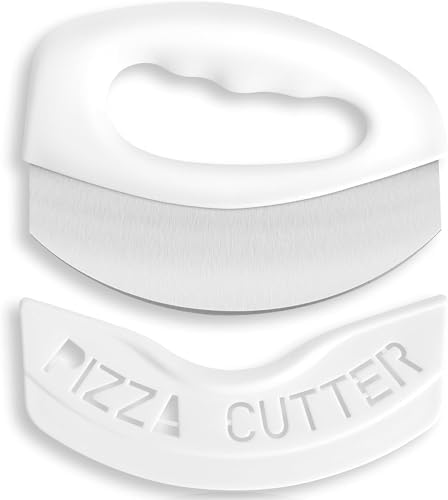 Pizza Cutter with Blade Cover Stainless Steel Upgraded Sharper Blade White