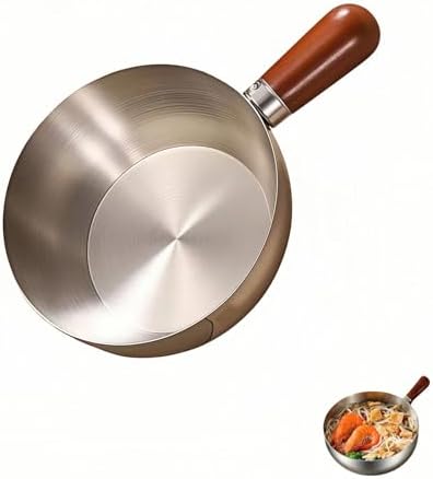 800ml/27oz Wood Handle Saucepan - 316 Stainless Steel, Multi-Use Induction Compatible Pan for Milk, Soup, Oatmeal, Camping & Small Kitchen