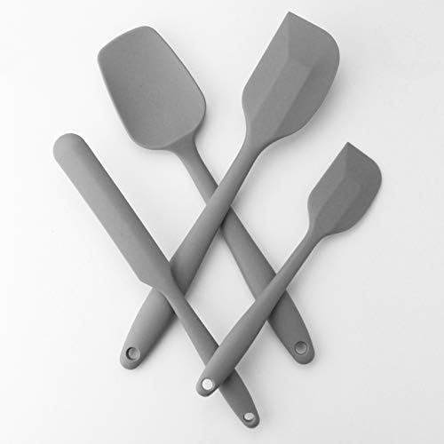 4-Piece Silicone Spatula Set with Stainless Steel Core, Gray