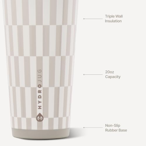 HydroJug Everyday Tumbler 20 oz, Ceramic-Lined Straw Cup, Latte