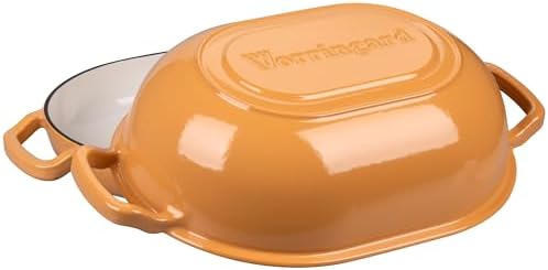 VORRINGARD Enameled Cast Iron Sourdough Bread Oven, Dutch Oven, Loaf Cast Iron Bread Pan for Homemade Bread Baking, Meatloaf Pan with Lid, 7QT, Yellow