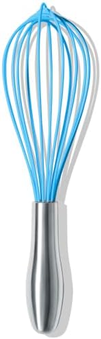 OYV 10-Inch Blue Silicone Whisk, Non-Scratch, 18/10 Stainless Steel Handle