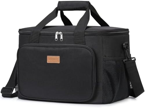 Lifewit Medium Lunch Bag Insulated Lunch Box Soft Cooler Cooling Tote for Adult Men Women, Black 48-Can (33L)