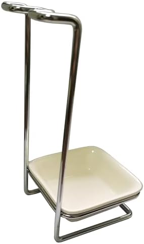Steel Upright Ladle Holder Square White Ceramic Bowl Spoon Rest