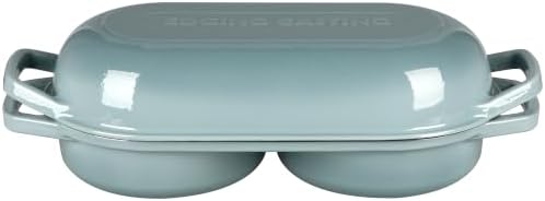 EDGING CASTING Enameled Cast Iron Double Bread Dutch Oven, Seasalt
