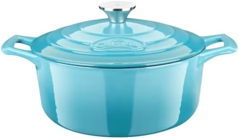 La Cuisine Enameled Cast Iron Dutch Oven Casserole Pot with Lid, Internal Matte Black Enamel Coating for bread baking 5 QT 10.5" / 26cm Ø, For GalssTop Stove, Oven-Safe, Teal