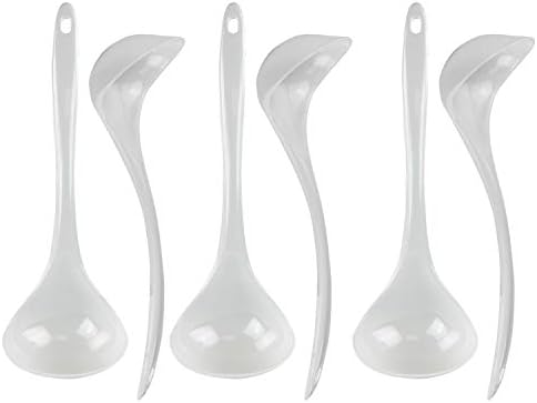 Reston Lloyd Melamine Soup Ladle Kitchen Utensil, Premium Quality Utensil with Heat Resistant Ergonomic Handle, Durable BPA-Free Plastic, 10.5 inch long, 6pc Set, White