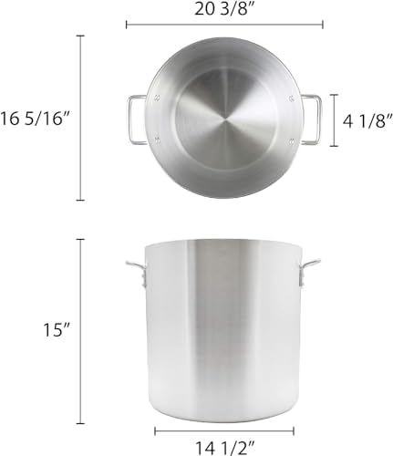 TrueCraftware- 50 qt. Heavy-Duty Aluminum Stock Pot with Riveted Handle 6mm Thickness- Multipurpose Pot Cookware Large Stockpot For Cooking Simmering Soup Stock Home Kitchen