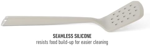 Calphalon Edge Silicone Slotted Turner, Flexible Silicone Slotted Spatula with Reinforced Core, Heat-Resistant Nonstick-Safe Turner for Draining, Taupe