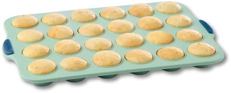 Starfrit 24-Cup Mini Muffin Pan, Silicone, Metal Frame, Green