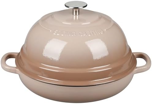 EDGING CASTING Enameled Cast Iron Dutch Oven Pot with Lid, Round Bread Oven for Homemade Sourdough Bread Baking, 6 Quart, Mocha
