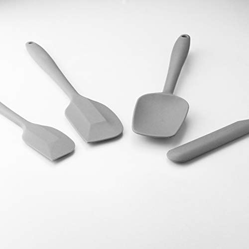 4-Piece Silicone Spatula Set with Stainless Steel Core, Gray