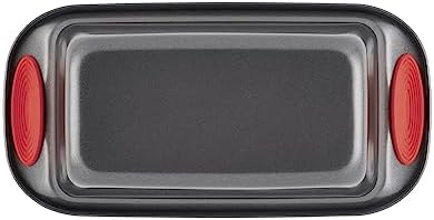 Rachael Ray 47962 Yum-o! Bakeware Oven Lovin' Nonstick Loaf Pan, 9-Inch by 5-Inch Steel Pan, Gray with Red Handles (Pack of 6)