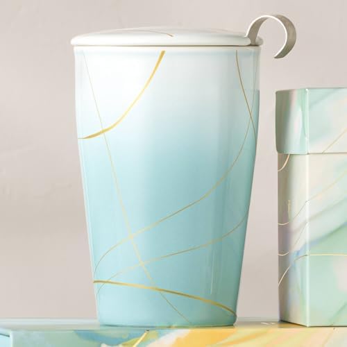 Tea Forte Double-Walled Ceramic Kati Cup, Wellbeing, 12 oz