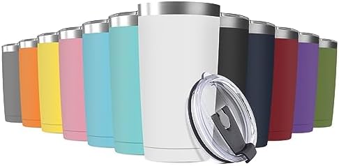 12Pack 20oz Tumbler Vacuum Insulated Travel Mug with Lids, Stainless Steel Double Wall Bulk Cup for Home, Office, Outdoor Suitable for Vehicle Cup Holders （Assorted Colors）