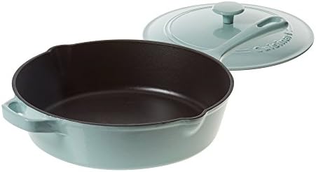 Cuisinart Chef's Classic Enameled Cast Iron Dutch Oven with Lid, Porcelain Enameled Interior, Oven Safe, Induction Compatible, 12-Inch, Chicken Fryer, Light Blue