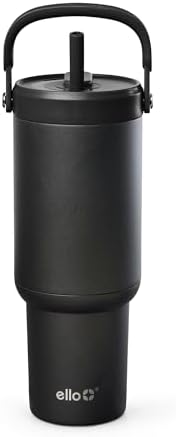 Ello Oasis Go+ 26oz Insulated Stainless Steel Tumbler with Straw, Black