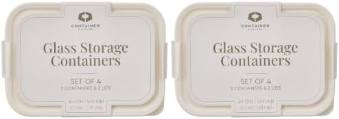 Glass Food Storage Containers with Lids — 8 Piece — 57.5 oz & 40.57 oz Glass with BPA-Free Leak Resistant Stackable Lids — Microwave, Oven & Dishwasher Safe — Ideal for Meal Prep & More Vanilla Mist