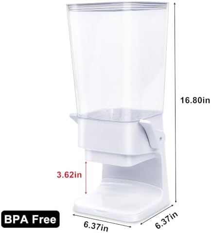 Cereal Dispenser Countertop, 5.5 Qt Cereal Containers Storage, Organization and Storage Containers for Kitchen, Snack Dispenser for Rice, Grains, Dry Food, Oatmeal, Pet food, White, 3Pc