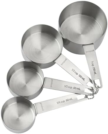 GoodCook Gourmet Measuring Cup Set, Stainless Steel 4-pc., 1/4, 1/3, 1/2, 1 Cup etched measurements